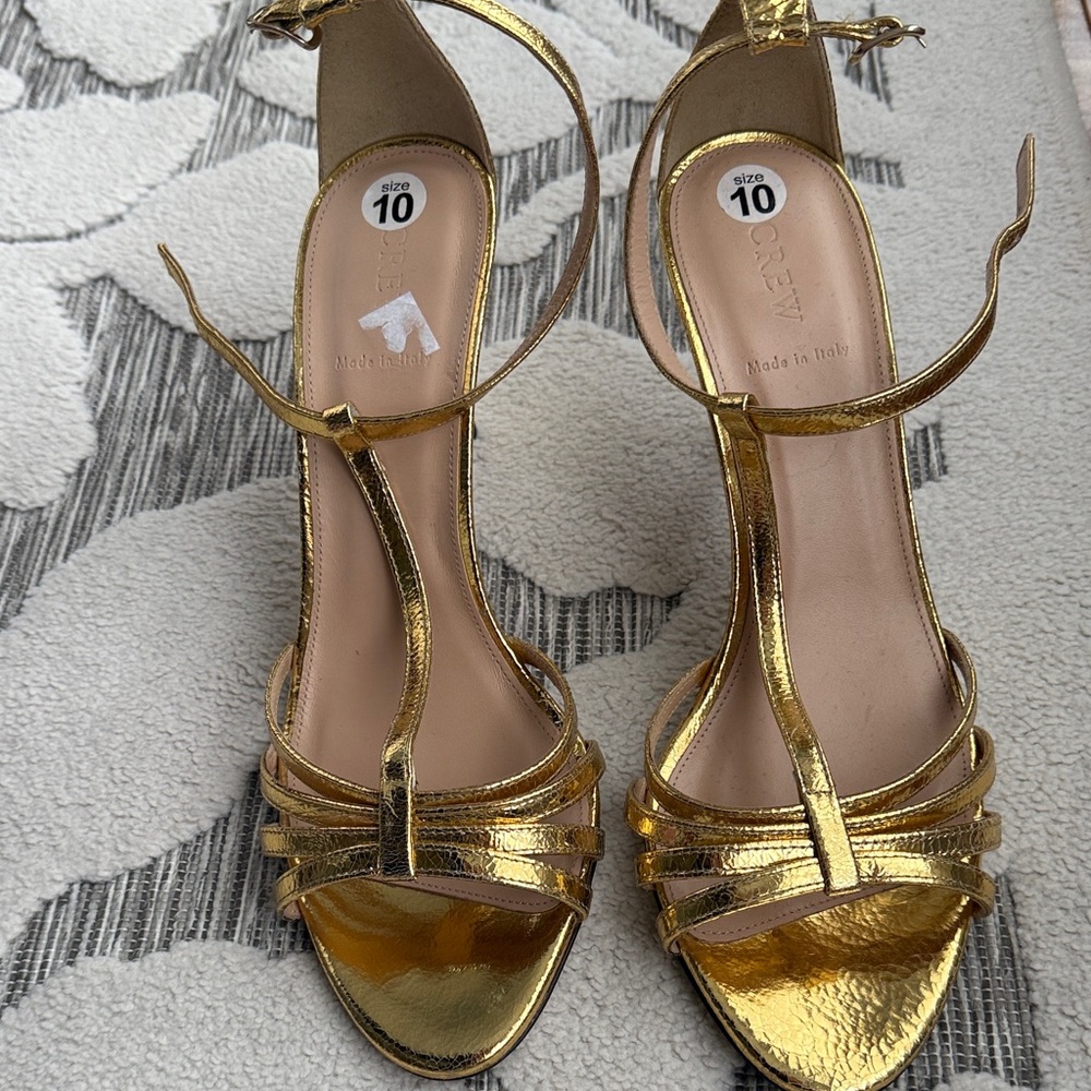 J. Crew Shimmering Gold Strappy Heels - Picture 4 of 8